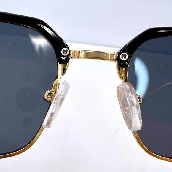 JOHN VARVANTOS GOLD METAL FRAME WITH GLOSSY BLACK ACCENT SUNGLASSES, GREY LENSES - Picture 10 of 14